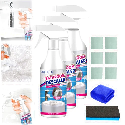 Luizaro Bathroom Descaler Stubborn Stains Cleaner, Bathroom Foam Cleaner Spray, Multipurpose Bathroom Foam Cleaner, Powerful Stubborn Stains Descaler Tiles for Toilet Bath Shower Glass Sink Tub(3PCS)