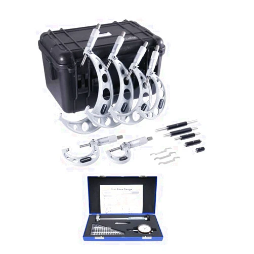 Accusize Industrial Tools 6 Ps 0-6'' Outside Micrometers and 2-6'' by 0.0005'' Dial Bore Gauge Set, 0906-5006