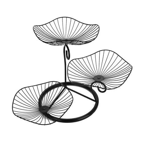 OwnMy 3-Tier Fruit Basket Stand Decorative Iron Fruit Bowl, Metal Wire Fruit Holder Storage Trays Table Countertop Holder for Vegetables Bread Snack, Modern Lotus Fruit Bowls for Kitchen Counter Table