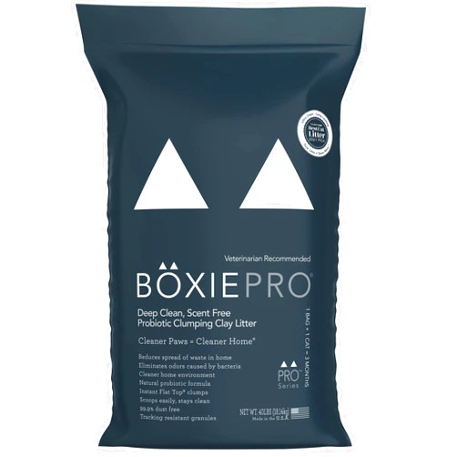 BoxiePro Boxie® Pro™ Probiotic 40 Day Odor Control Clumping Cat Litter, 40lb Boxiecat 99.9% Dust Free Clay Kitty Litter