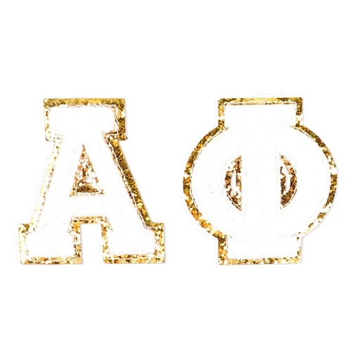 Sorority Shop Alpha Phi Chenille Letter Stickers - Adhesive Back, Set of 2 Greek Letters