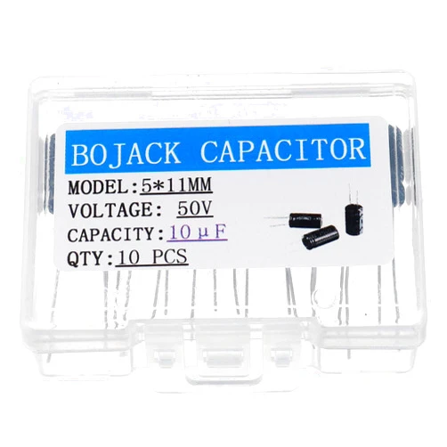 BOJACK 5X11mm 10uF 50V 10MFD 50Voltage ±20% Aluminum Electrolytic Capacitors (Pack of 10)