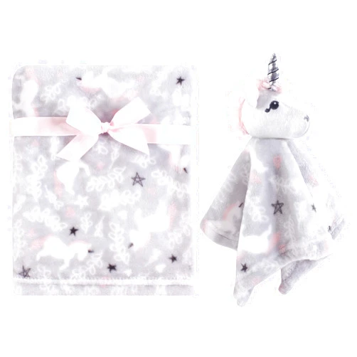 Hudson Baby Unisex Baby Plush Blanket with Security Blanket, Whimsical Unicorn, One Size