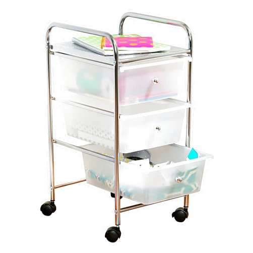 Honey-Can-Do 3-Drawer Plastic Storage Cart on Wheels,Silver