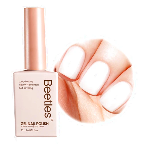 Beetles Milky White Gel Nail Polish – 15ml Jelly Nude Gel Polish Base Color Nail Concealer Sheer Translucent Effect Soak Off UV LED French Nail Art Salon DIY Summer Manicure Gift for Women