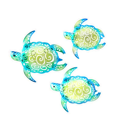 YOUIN Set of 3 Metal Sea Turtle Beach Theme Decor Wall Art Decorations for Indoor Outdoor Bathroom Garden