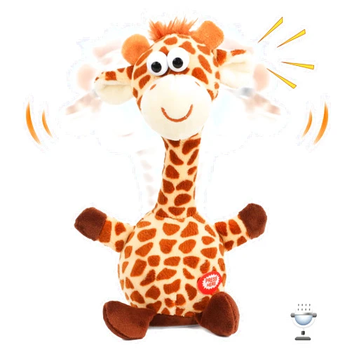 Hopearl Talking Giraffe Repeats What You Say Shaking Head Electric Interactive Animated Toy Speaking Plush Buddy Gift for Toddlers, 9.5''