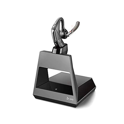 Plantronics - Voyager 5200 Office with One-Way Base (Poly) - Bluetooth Single-Ear (Monaural) Headset - Noise Canceling - Connect to Your Desk Phone (Renewed)