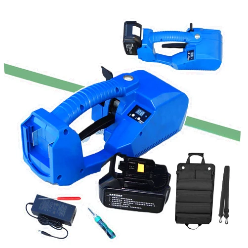 Forplubossmmp 18V Electric Strapping Machine, Battery Power Baler w/9-Gear Adjustable Binding Force, Automatic Hot Melting Strapping Machine 60-2500N, Including Tool Bag & Battery & Charger