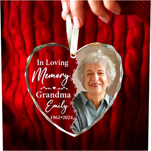 Fastpeace Personalized in Loving Memory Loved Ones Glass Ornament, Customizable with Photo, Name & Dates, Memorial Day, Valentine's Day Gift for Mom, Dad, Loved Ones