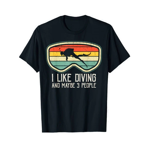 Scuba Diving Gifts for Diver by DIMMERCH I Like Diving And Maybe 3 People Distressed Scuba Diver Dive T-Shirt