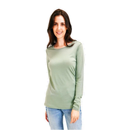 ZSOSBA Women's 100% Merino Wool Base Layer Shirt Long Sleeve Thermal Underwear Crewneck Casual Tee Tops for Hiking Travel Skiing