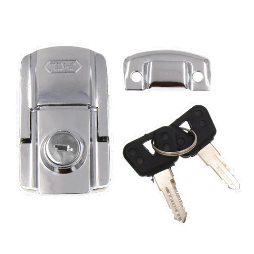Minho Motorcycle Rear Trunk Lock in Iron Metal Material Anti‑Theft Trunk Lock Come with 2 Keys, Silver Color