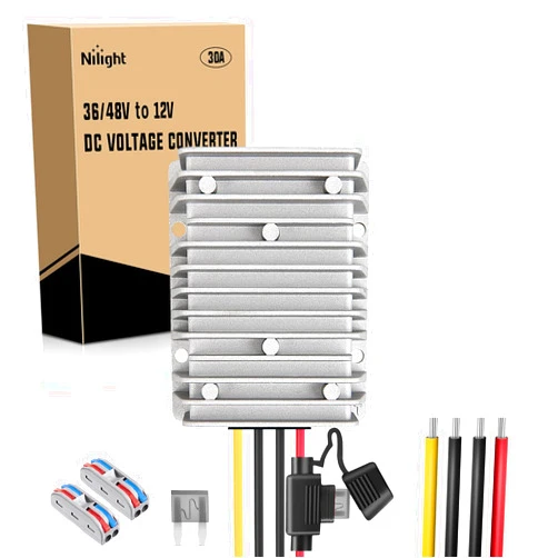 Nilight 48V 36V to 12V Voltage Converter 360W 30A Voltage Regulator Step Down to 12VDC Waterproof DC to DC Converter Reducer Power Supply Transformer Module for Golf Cart Scooters