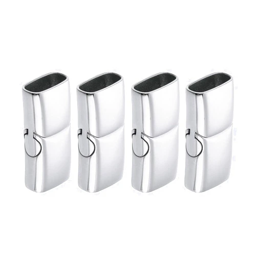 uxcell 10mmx5mm Flat Leather Clasps, 4Pcs Bracelet Clasps Flat Closure End Caps for DIY, Making Supplies (Silver)