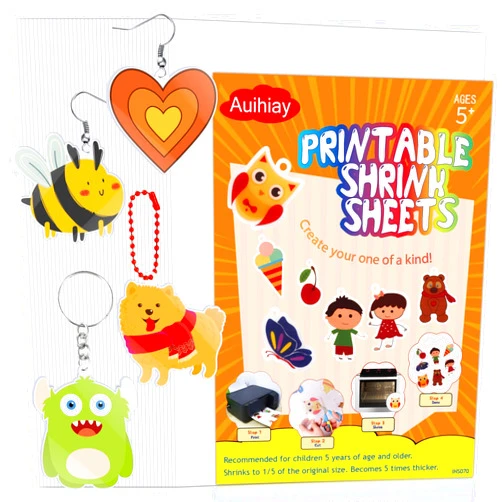 Auihiay 36 Pieces Printable Shrink Plastic Sheets, Shrink Films Papers for Inkjet Printer, Kids DIY Creative Shrink Art, Great Mothers Day Gifts Christmas Ornament, 8.3 x 11.6 inch / 21 x 29.5 cm