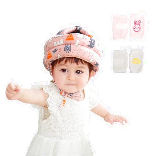 STbest Baby Head Protector Infant Toddlers Safety Helmet Hat for Walking Crawling Bumper Hat Head Protective Cushion Baby Headguard Bonnet with 2 Pairs Knees Pads Lightweight Breathable Adjustable