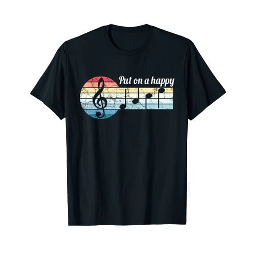 These Are Difficult Times Music Sheet Band Gift Put On A Happy FACE Music Notes Musician Funny Teacher Gift T-Shirt for Men Women Girls Kids
