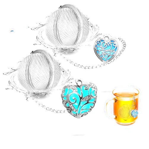 NSTaygate 2pcs Tea Infuser Tea Strainers for Loose Tea Luminous Heart Pendant Loose Leaf Tea Steeper Tea Ball Handmade Fluorescent Stone Tea Diffusers for Loose Tea Tea Sets for Women