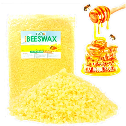 FROKO Yellow Natural Beeswax Pellets 1LB, Organic Beeswax, Beeswax for Candle Making, Body, Skin Care DIY, Lip Balm, Soap and Lotion Making Supplies