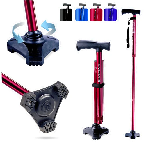 HurryCane Freedom Edition Foldable Walking Cane with T Handle