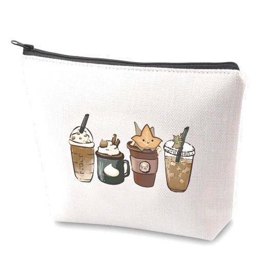 ZJXHPO Flora Of Hyrule Coffee Cup Cosmeic Bag Hyrule Korok Makeup Bag With Zipper Flora Of Hyrule Toiletry Bag (Korok Cup)
