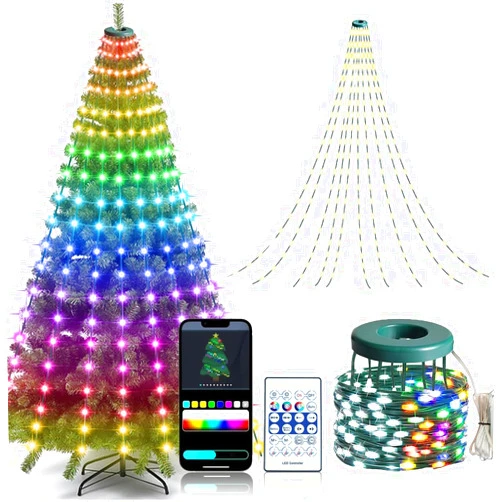 Snorvindle Smart Christmas Tree Lights, 200 LEDs Christmas String Lights with Remote Control & APP for Indoor Outdoor , 6.6FT x 10 Lines Fairy Lights with DIY scenarios 24 Modes for Xmas Tree Decorations