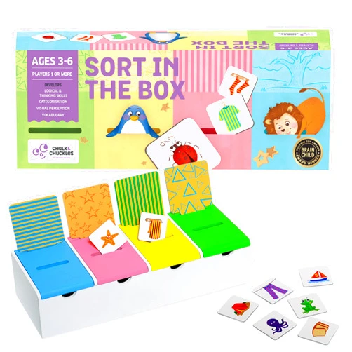 Chalk and Chuckles Sort in The Box – Educational Sorting & Classification Game for Kids Ages 3-6