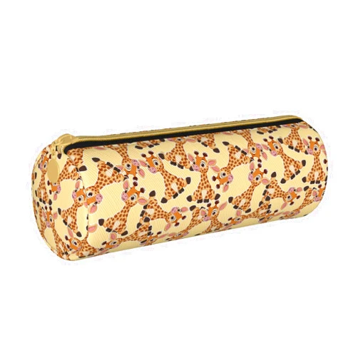 Aoojanu Cute Baby Giraffe Leather Pencil Case Zipper Pen Makeup Cosmetic Holder Pouch Stationery Bag For School, Work, Office