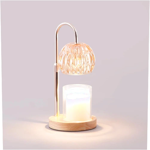DAWALIGHT Candle Warmer Lamp, Adjustable Height Dimmable Candle Warmer with Timer, Candle Lamps Top-Down Light Heat Melting Wax with 2 Bulbs & Wooden Base for Home Decor Rose Gold