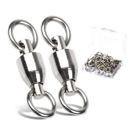 AMYSPORTS Ball Bearing Swivels Connector High Strength Stainless Steel Solid Welded Rings Barrel Swivels Saltwater Freshwater Fishing