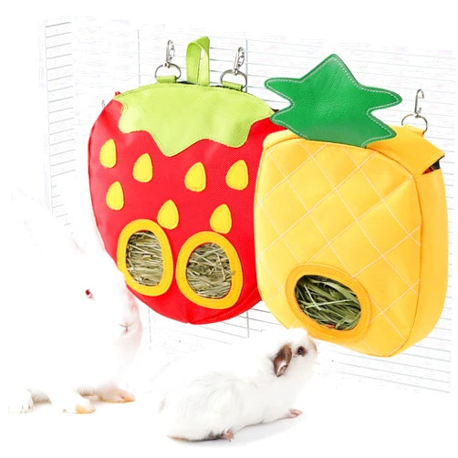 JanYoo Small Animal Hay Feeder Bag for Cage Guinea Pig Timothy Hay Dispenser Rabbit Bunny Chinchilla Feeding