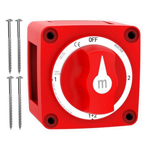Malictele Battery Disconnect Switch, Malictele 300A 1-Both-2-Off Heavy Duty Cutoff Switch 12V-48V Waterproof Ignition Protected Power Kill Switch with Knob for Marine, Boat, Car, RV, Truck Battery - 4 Position