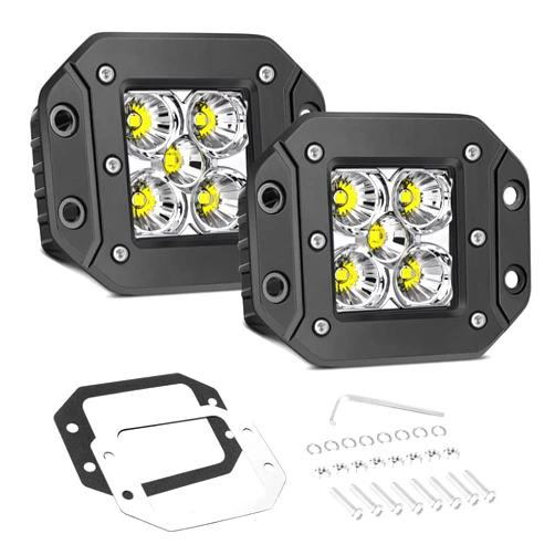 AWLUKER Flush Mount LED Pods, AWLUKER 2PCS 50W 5 Inch Flush LED Pod Lights Spot Flood Combo Off Road Driving Lights Reverse Lights Backup Lights Flush LED Light Pods for Trucks SUV UTV ATV Jeep Honda Boat