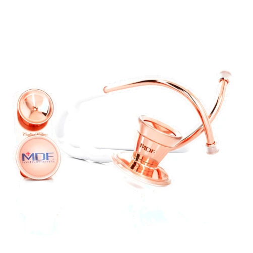 MDF Instruments, ProCardial Core™ Cardiology Stainless Steel Dual Head Adult-Pediatric Stethoscope with Adult Cardiology Bell Convertible Attachment - Free-Parts-for-Life (MDF797DD) (Rose Gold/White)