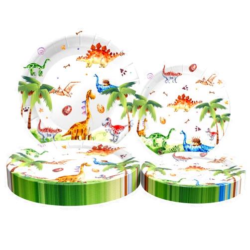 Deovige Dinosaur Birthday Party Supplies, Dinosaur Party Decorations, Dinosaur Plates, Birthday Plates, Dinosaur Disposable Plates Set Includes Dinner Plates and Dessert Plates , Serves 24