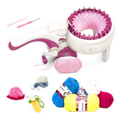ZILEMOPO 24 Needles Knitting Machines,Hand-Operated Knitting Loom Machine for Kids and Adults,Knitting Board Rotating Double Knit Loom Machine Kit,DIY Knit Scarf Hat Sock