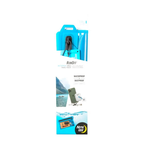 Nite Ize RunOff Waterproof Travel Pouch with TRU Zip - Dry Pouch for Phone & Travel Necessities - Touchscreen Friendly Waterproof Pouch with Reliable Zipper - Blue, Small