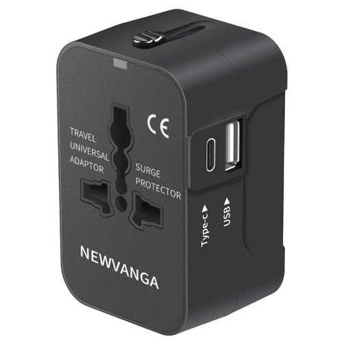 NEWVANGA Travel Adapter with USB C, Universal All in One Worldwide Travel Adapter Power Converters Wall Charger AC Power Plug Adapter USB Type C Charging Ports for USA EU UK AUS Black