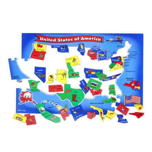 Melissa & Doug USA Map Floor Puzzle, 51 Jumbo Pieces, 2 x 3 Feet, Educational Geography Giant Puzzle for Kids Ages 6+ - FSC Certified