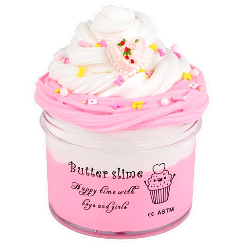 WUJYLY Butter Slime Kit for Kids - Super Soft, Non-Sticky, Scented Pink Cake Slime - Perfect Party Favors for Girls & Boys (7OZ 200ML)