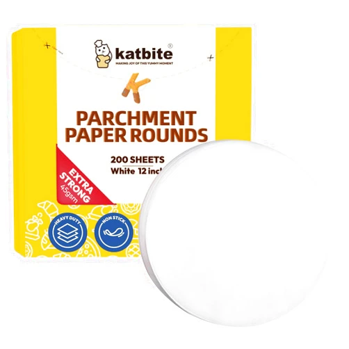 Katbite 12 Inch 200Pcs Parchment Paper Rounds, Round Baking Sheets Paper for Patty Separating, Freezing, Springform Cake Tin, Toaster Oven, Tortilla Press