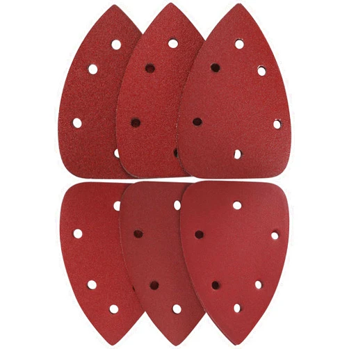 Bayidun 30 Pcs Mouse Detail Sander Sandpaper, Triangular Palm Sander Sandpaper, 60/80/100/120/180/240 Grit Multi Tool Sanding Pads, Multitool Hook and Loop Mouse Sander Sandpaper (3.5 Inch 6 Holes 30 Pcs)