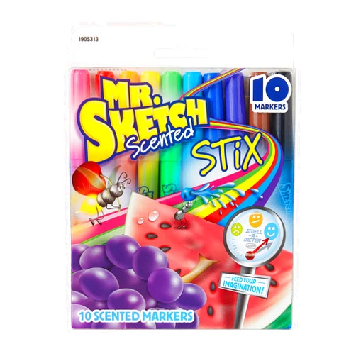 Mr. Sketch 1905313 Scented Stix Watercolor Markers, Fine Point, 10/Set