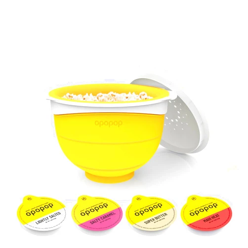 Opopop Microwave Popcorn - Variety 4-Pack Gourmet Popcorn Kit, Collapsible Silicone Popcorn Popper, Popcorn Maker, Gluten Free Snack-Sized Serving, BPA-Free and Dishwasher Safe
