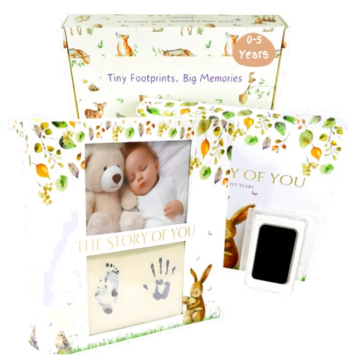 My Baby Book Shop A Beautiful Baby Memory Book for a Baby Girl or Boy 180 Pages from Pregnancy to Age 5 Baby Keepsake Book with Customizable Baby Book Cover Plus Gift Keepsake Box & Ink Pad Included