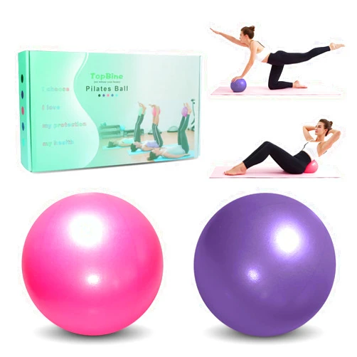 TopBine 2 Pcs Pilates Ball 23cm Small Exercise Ball Stability Ball for Yoga Barre Core Training and Physical Therapy- Comes with Inflatable Straw