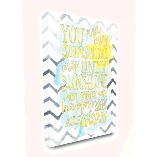 Stupell Industries You are My Sunshine Watercolors Chevron Canvas Wall Art, 30x40, Design by Artist Erica Billups