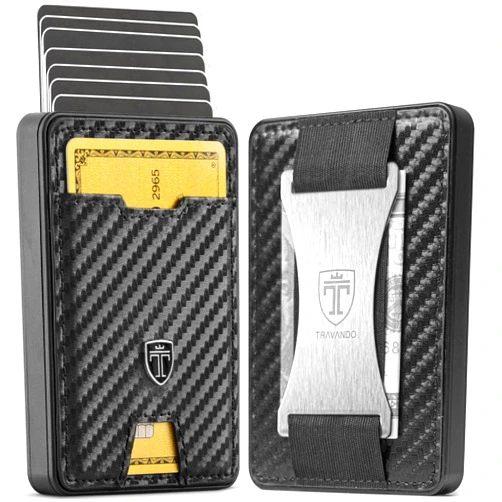 TRAVANDO Swype Slim Wallet for Men Metal RFID Blocking Mens Wallet Card Case