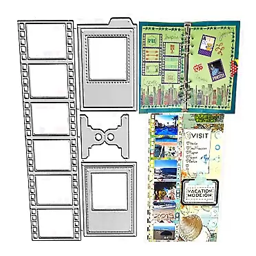 NVZBL Photo Film Strip Cutting Dies, Photo Film Tags Die Cuts Metal Embossing Stencils Template Mould for Card Scrapbooking and DIY Craft Album Paper Card Decor Photo Film Strip Tags